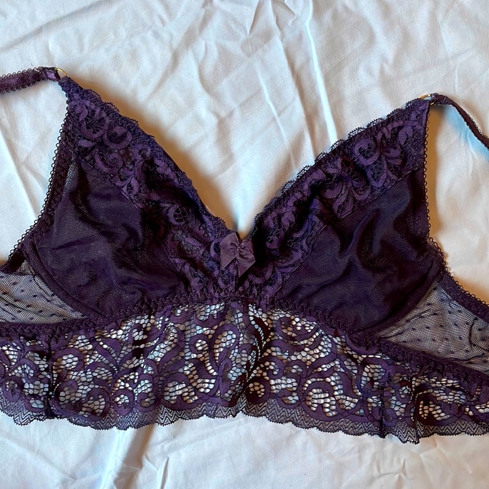 BLUSH lingerie purple see through lace bralette